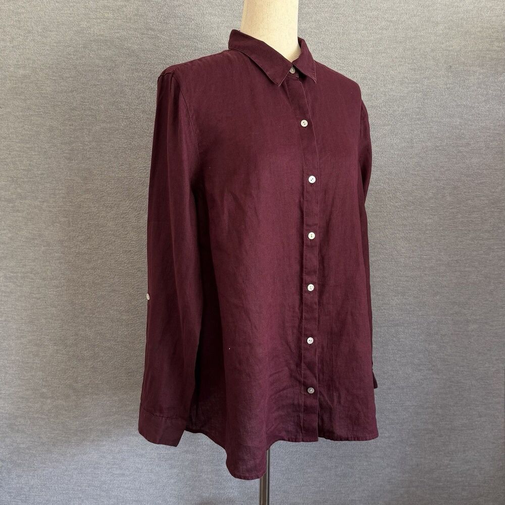 J Jill Love Linen Tunic Top M Shirt Euro Summer Vacation Coastal Resort Cruise
